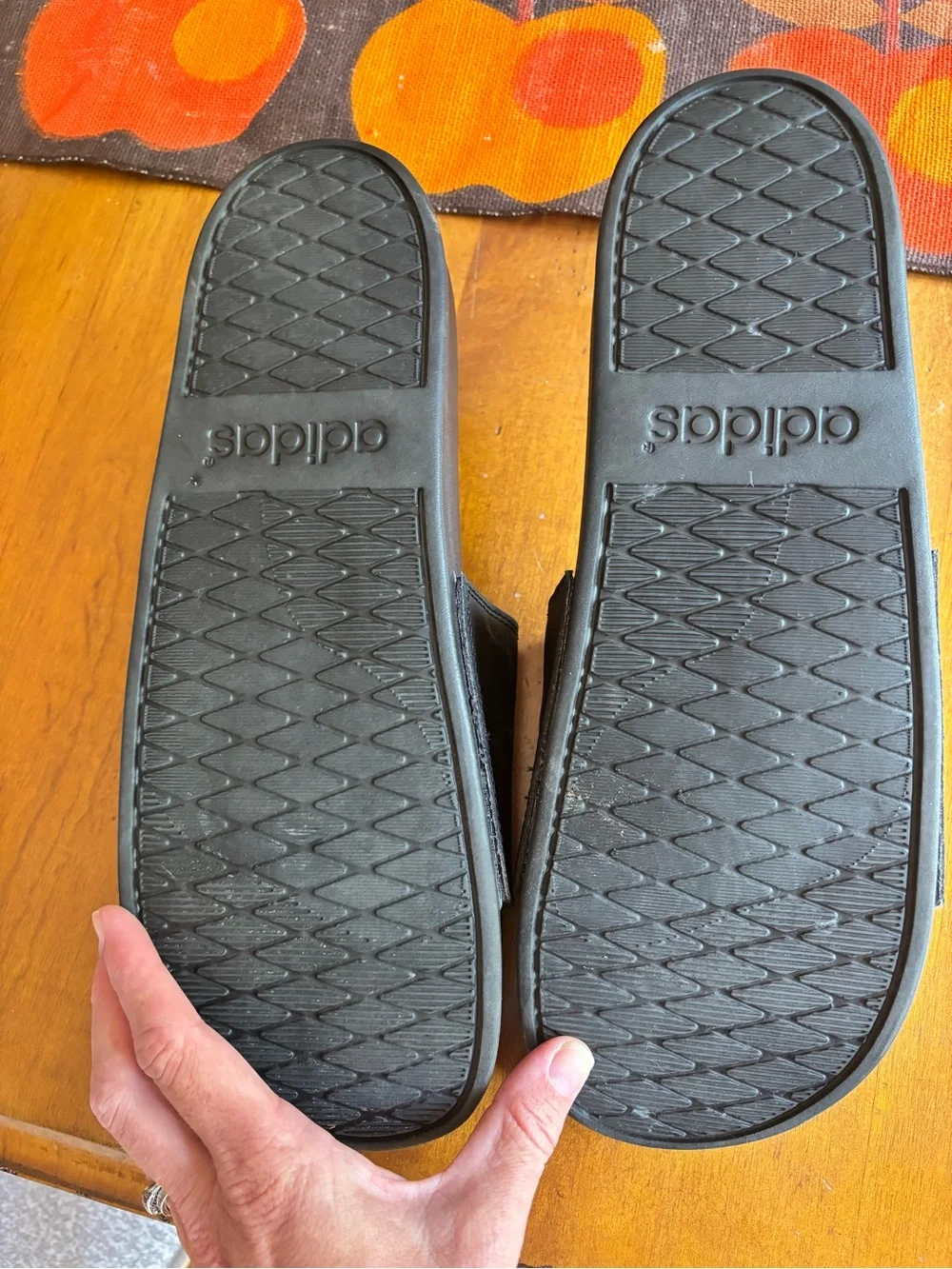 adidas Black Slides with White Logo